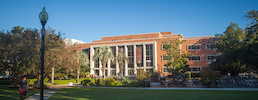 Front of FSU Strozier Library and landis green